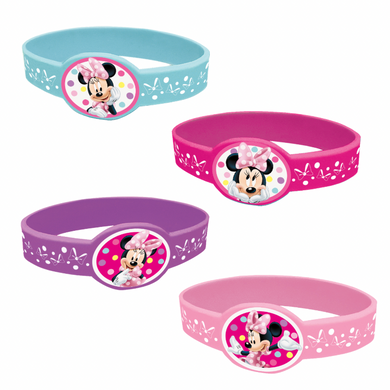 Minnie Mouse rubber bracelets 4 ct with colorful designs