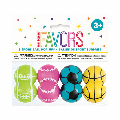 8-piece sports ball pop-up set for parties