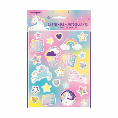 Party favor unicorn sticker set 4 sheets