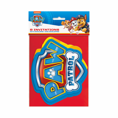 Paw Patrol party invitations with envelopes