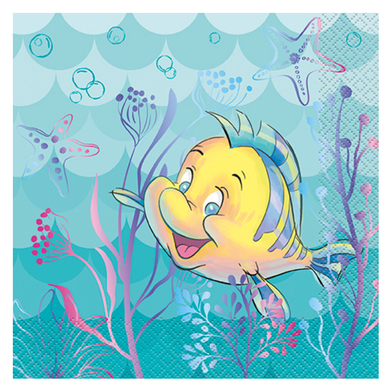 Large Little Mermaid Flounder napkins with colorful ocean design