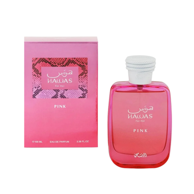 Hawas Pink eau de parfum packaging display