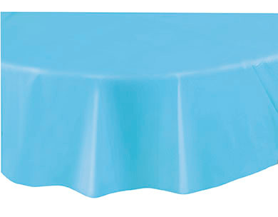 Powder blue round plastic table cover 84-inch disposable party tablecloth
