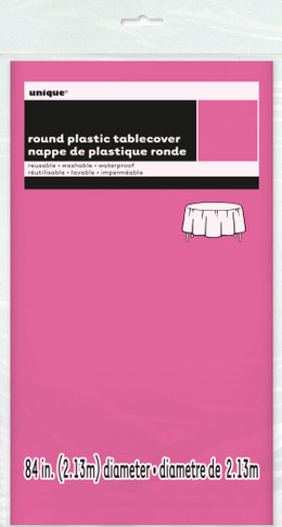 Hot Pink Plastic Tablecover Round