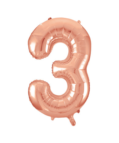 Giant Balloon Numeral Number 3 Rose Gold 34'' ready for party décor