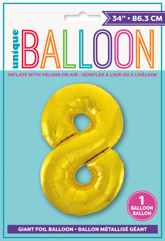34" Balloon Number 8 Gold
