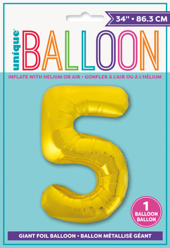 34" Balloon Number 5 Gold