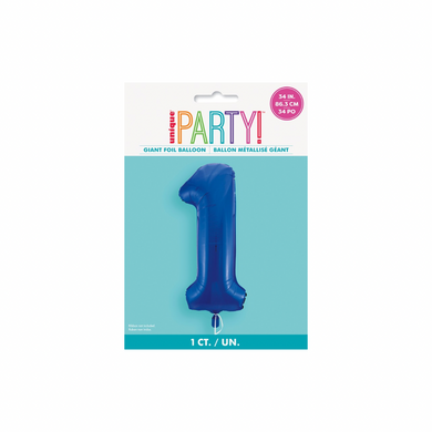 Blue number 1 balloon used for party backdrop
