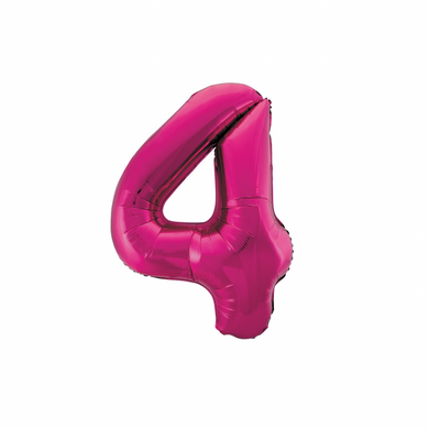 Oversized pink foil balloon shaped like number fo