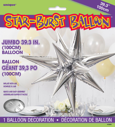 Silver 3D Star Balloon 40" (100 cm)