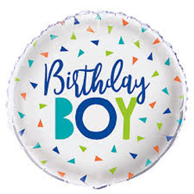 Birthday Boy Foil Balloons with Colorful Striangles