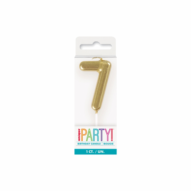 Gold number 7 birthday candle 2in cake topper