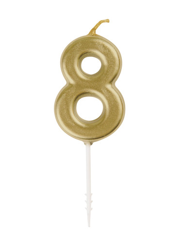 3" Gold Birthday Candle Number 8