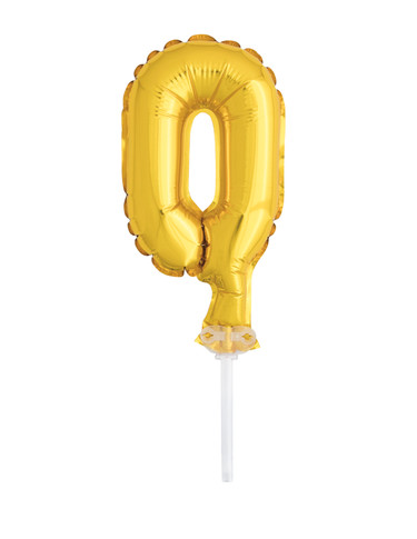 5" Gold Cake Topper Number 0 Shaped Balloon