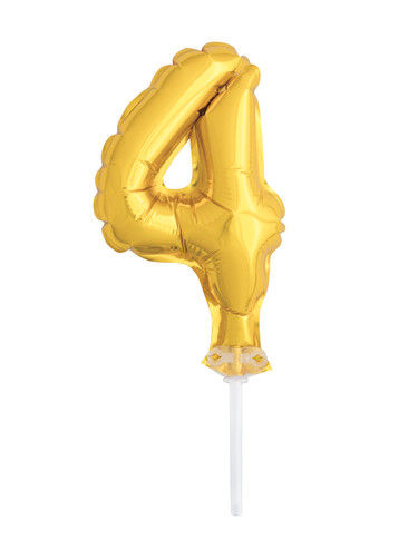 5" Gold Cake Topper Number 4 Shaped Balloon