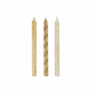 Pack of 24 gold party candles for cake