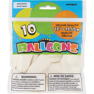 10 Balloons Helium Quality Snow White