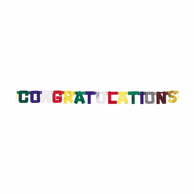 Hanging congratulations banner colorful letters