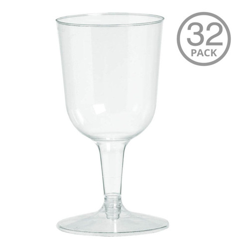 Amscan Plastic Wine Glasses, Clear, 5.5 oz - 32 count