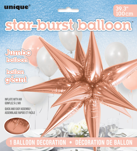40" Jumbo Star Burst Balloon Metallic Rose Gold