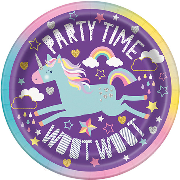 Unicorn paper plates 6.75 inch 8 count disposable party plates