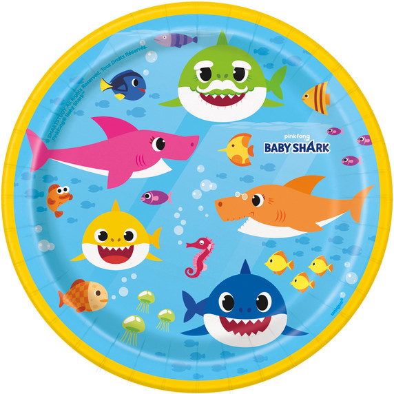 7" Pinkfong Baby Shark Small Cake Plates 8ct