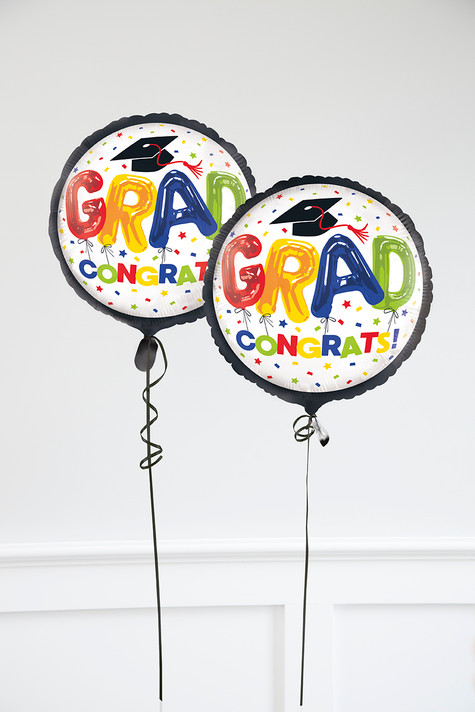 18" Colorful Graduation Balloon Grad Congrats!