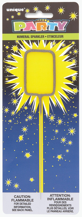 7" Sparkler Number 0 Cake Topper Candle