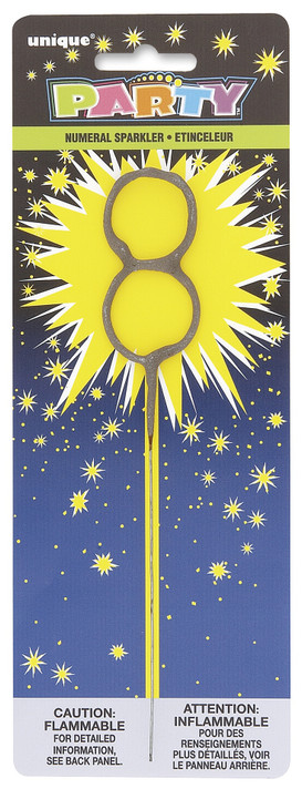 7" Sparkler Number 8 Cake Topper Candle
