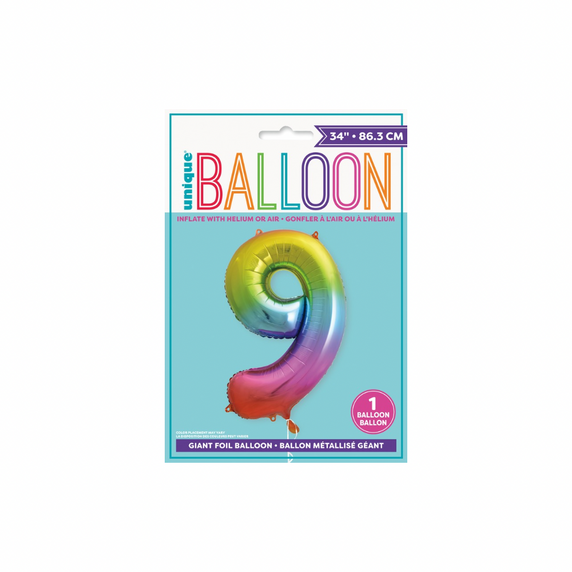 Vibrant party balloon number 9 for photo backdrop