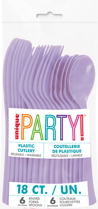 Plastic Cutlery kit Lavender Contains 18 units