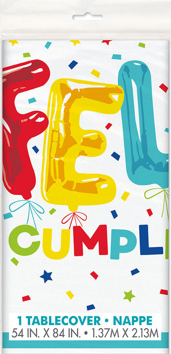 Feliz Cumpleanos Balloon Decorated Rectangular Table Cover 54 in x 84 in