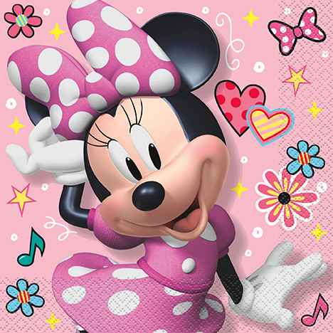 Minnie napkins 12.75x12.75 inches with bow design for girls’ themed parties