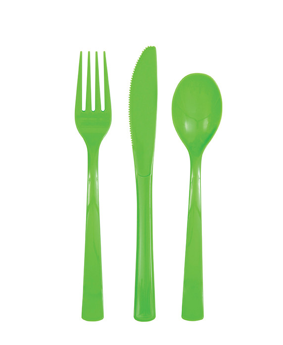 Plastic Cutlery Lime Green 18 ct 6 of Each