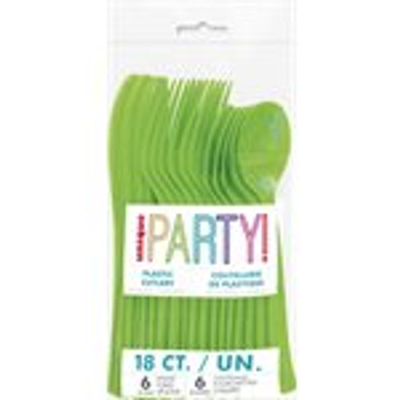 Plastic Cutlery Lime Green 18 ct 6 of Each