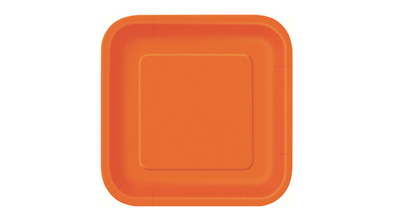 Pumpkin Orange Paper Plates Square Large