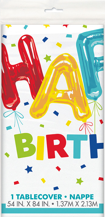 Happy Balloon Birthday rectangular plastic tablecover
