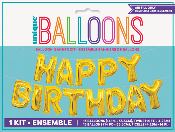 1 Kit 13 Balloon Happy Birthday gold