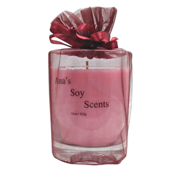 Fresh Cranberry, Ana's Soy Scents 11oz Candle With Sheer Bag