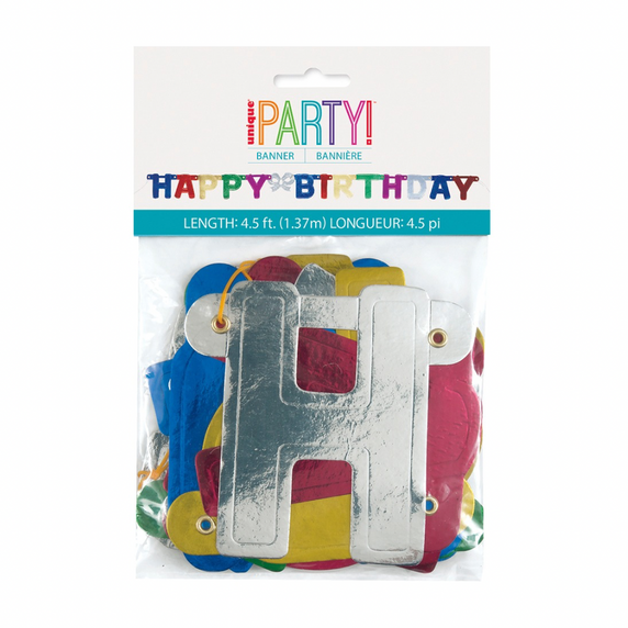 Hanging birthday banner colorful letters