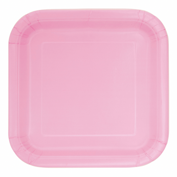 Large soft pink disposable square plate