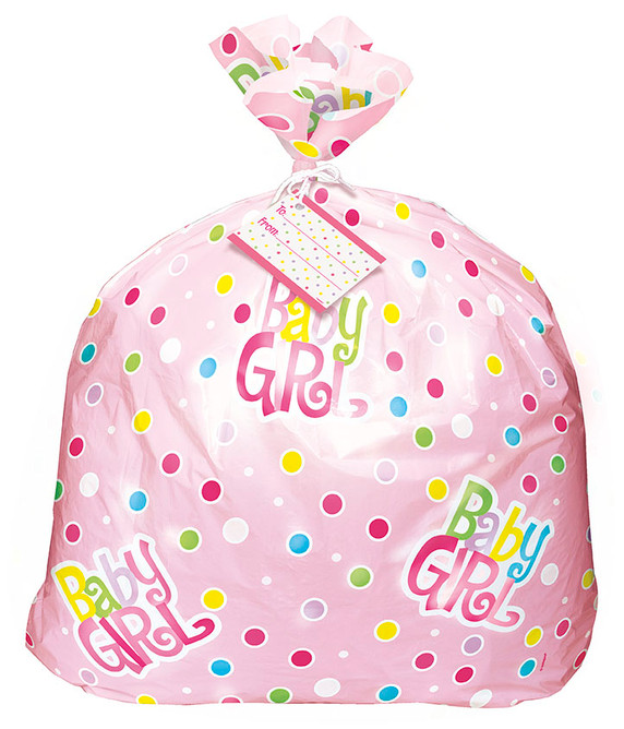 Baby Girl jumbo plastic gift bag 36 x 44 inches