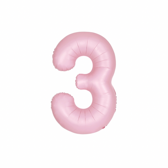 Light pastel pink number 3 balloon for party setup