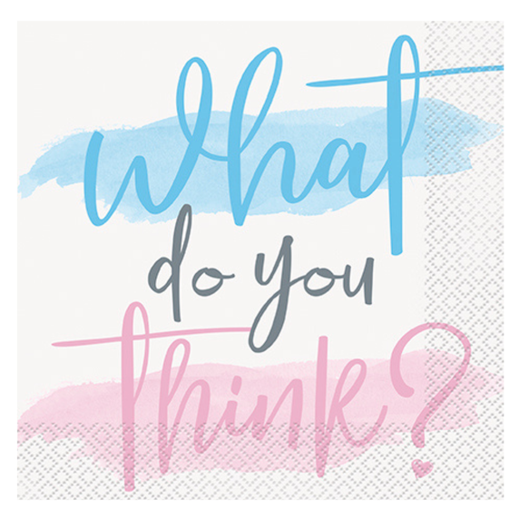 gender reveal party large paper napkins 16-count