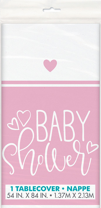 Pink Hearts Baby Shower Rectangular Plastic Table Cover 54"x84"