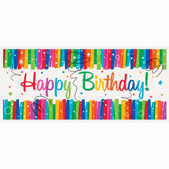 Rainbow Ribbons Birthday Wall Banner 60" x 27"