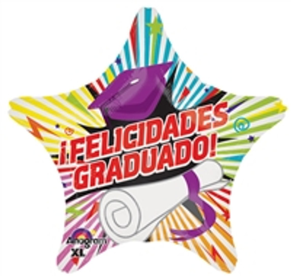 18'' Felicidades Graduado Stripes Balloon (Spanish)