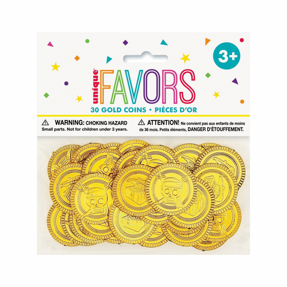 Pack of 30 gold coins for party favors