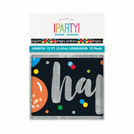 Happy birthday foil banner 12 ft