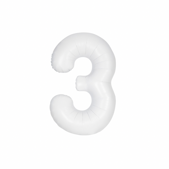 Simple white number 3 balloon for celebration display